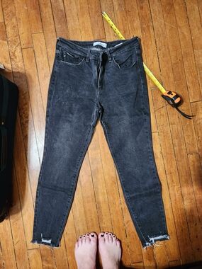 Kancan Women's Black Washed High-Rise Skinny Jeans 13 X 30